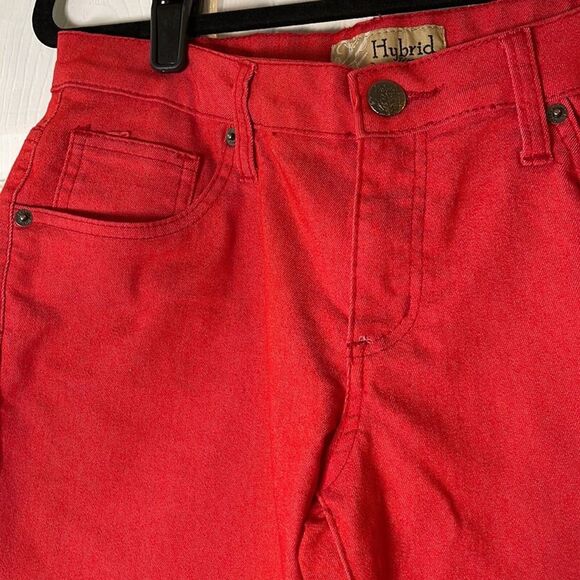 Hybrid & Company Stretch Capri Jeans Red Juniors Size 11 - Picture 3 of 11